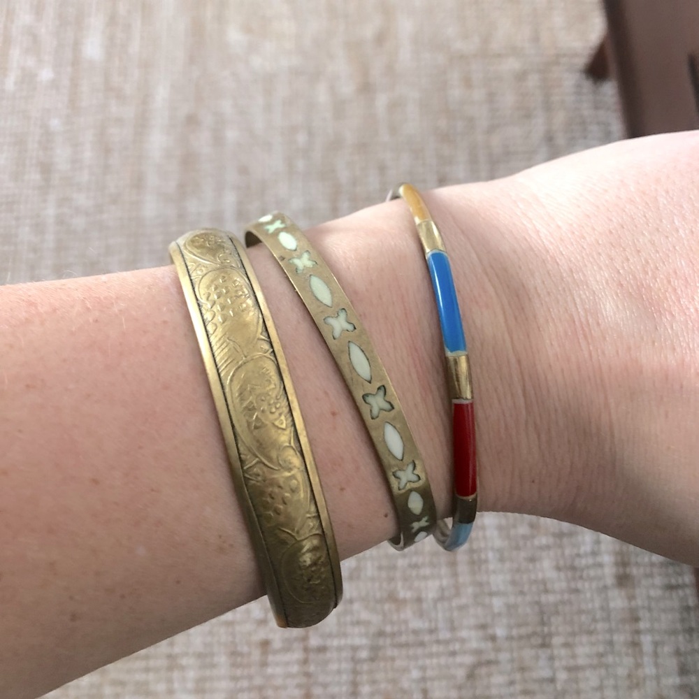 Set of 3 vintage brass bracelets